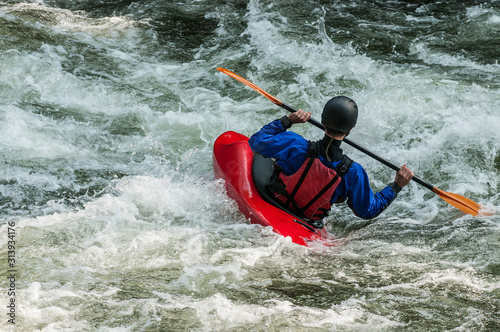 Cuadros en Lienzo man kayaking in whitewater