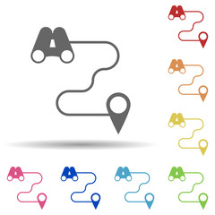 Poster - Binocular, pin, tracking in multi color style icon. Simple glyph, flat vector of business icons for ui and ux, website or mobile application