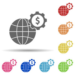 Aufkleber - World, gear, dollar, working capital in multi color style icon. Simple glyph, flat vector of business icons for ui and ux, website or mobile application