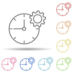Aufkleber - Clock, gear, settings in multi color style icon. Simple thin line, outline vector of business icons for ui and ux, website or mobile application