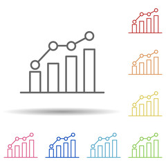 Poster - Chart, analytics, growth in multi color style icon. Simple thin line, outline vector of business icons for ui and ux, website or mobile application