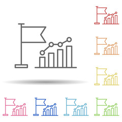 Poster - Flag, chart in multi color style icon. Simple thin line, outline vector of business icons for ui and ux, website or mobile application
