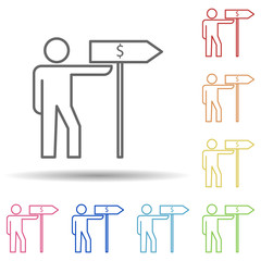 Poster - Road sign of income line in multi color style icon. Simple thin line, outline vector of business organisation icons for ui and ux, website or mobile application