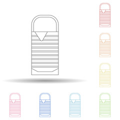 Poster - Sleeping bag colored in multi color style icon. Simple thin line, outline vector of camping icons for ui and ux, website or mobile application