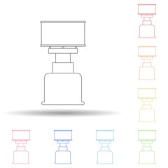 Poster - Field burner colored in multi color style icon. Simple thin line, outline vector of camping icons for ui and ux, website or mobile application