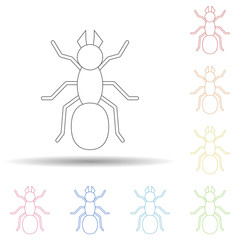 Poster - Ant colored in multi color style icon. Simple thin line, outline vector of camping icons for ui and ux, website or mobile application