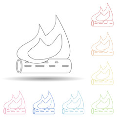 Poster - Bonfire colored in multi color style icon. Simple thin line, outline vector of camping icons for ui and ux, website or mobile application