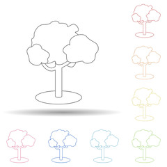 Poster - Deciduous tree colored in multi color style icon. Simple thin line, outline vector of camping icons for ui and ux, website or mobile application