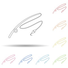 Poster - Fishing rod colored in multi color style icon. Simple thin line, outline vector of camping icons for ui and ux, website or mobile application