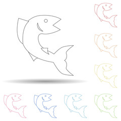 Poster - River fish colored in multi color style icon. Simple thin line, outline vector of camping icons for ui and ux, website or mobile application