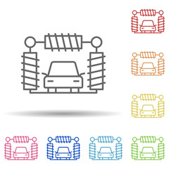 Aufkleber - Carwash car brush in multi color style icon. Simple thin line, outline vector of car wash icons for ui and ux, website or mobile application