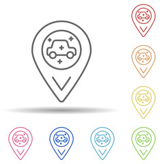 Aufkleber - Location carwash in multi color style icon. Simple thin line, outline vector of car wash icons for ui and ux, website or mobile application