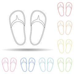 Poster - slippers flat in multi color style icon. Simple thin line, outline vector of Summer icons for ui and ux, website or mobile application