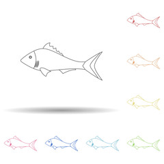 Poster - a fish flat in multi color style icon. Simple thin line, outline vector of Summer icons for ui and ux, website or mobile application