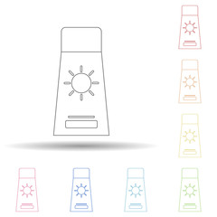 Poster - suntan cream flat in multi color style icon. Simple thin line, outline vector of Summer icons for ui and ux, website or mobile application
