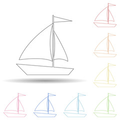 Aufkleber - sailboat flat in multi color style icon. Simple thin line, outline vector of Summer icons for ui and ux, website or mobile application