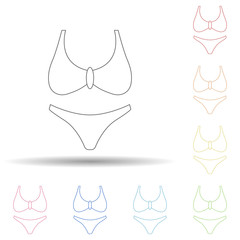 Poster - women's swimsuit flat in multi color style icon. Simple thin line, outline vector of Summer icons for ui and ux, website or mobile application