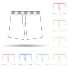 Poster - Beach shorts flat in multi color style icon. Simple thin line, outline vector of Summer icons for ui and ux, website or mobile application
