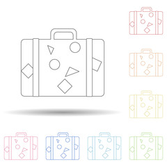 Poster - traveler's suitcase flat in multi color style icon. Simple thin line, outline vector of Summer icons for ui and ux, website or mobile application