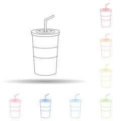 Aufkleber - juice in a plastic cup flat in multi color style icon. Simple thin line, outline vector of Summer icons for ui and ux, website or mobile application