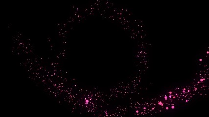Poster - 4K Flight of pink bokeh particles. Magical shimmering light. Valentines day red intro template. Isolated on black background