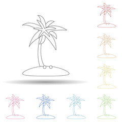 Poster - coconut tree flat in multi color style icon. Simple thin line, outline vector of Summer icons for ui and ux, website or mobile application