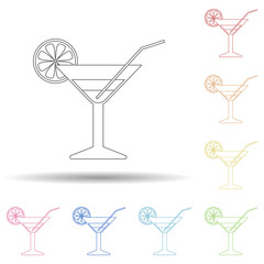 Poster - tropical cocktail flat in multi color style icon. Simple thin line, outline vector of Summer icons for ui and ux, website or mobile application