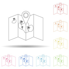 Aufkleber - treasure map flat in multi color style icon. Simple thin line, outline vector of Summer icons for ui and ux, website or mobile application