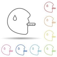 Poster - Fever, disease, medical in multi color style icon. Simple thin line, outline vector of charity icons for ui and ux, website or mobile application