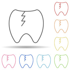 Poster - Tooth, disease, medical in multi color style icon. Simple thin line, outline vector of charity icons for ui and ux, website or mobile application