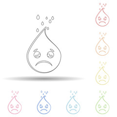 Poster - Emoji sad in multi color style icon. Simple thin line, outline vector of emoji icons for ui and ux, website or mobile application