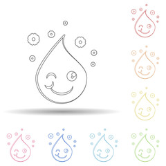 Poster - Emoji wink in multi color style icon. Simple thin line, outline vector of emoji icons for ui and ux, website or mobile application