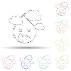 Poster - Emoji worried in multi color style icon. Simple thin line, outline vector of emoji icons for ui and ux, website or mobile application
