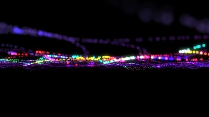Poster - 4K. Abstract loopable blue and violet wavy motion background. Concept of futuristic animation.