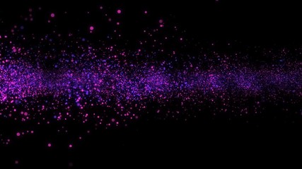 Poster - 4k video. Looped animation. Wave pattern. Dotted lines. Neon waves. particles background. Seamless loop. Bokeh lights. Blue and violet glitter. 3840x2160