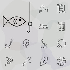 Poster - fish and hook icon. Sport icons universal set for web and mobile