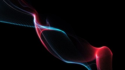 Poster - 4k. abstract loopable blue and red wavy motion background. futuristic animation.