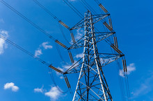 Electricity Pylon With Blue Sky