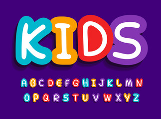 Wall Mural - Kids vector letters set. Funny creative bright alphabet. Font for baby toys, children birthday, baby room, kids zone or other cartoon advertising, logo and art. Typography design.