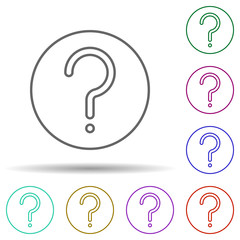 Poster - Question in round multi color icon. Simple thin line, outline vector of web icons for ui and ux, website or mobile application