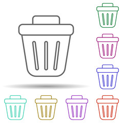 Poster - Rubbish bin multi color icon. Simple thin line, outline vector of web icons for ui and ux, website or mobile application