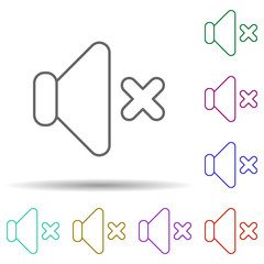 Poster - Mute sign multi color icon. Simple thin line, outline vector of web icons for ui and ux, website or mobile application