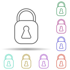 Poster - Lock multi color icon. Simple thin line, outline vector of web icons for ui and ux, website or mobile application