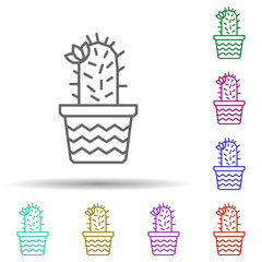 Canvas Print - Cactus, flower, plant multi color style icon. Simple thin line, outline vector of dia de muertos icons for ui and ux, website or mobile application