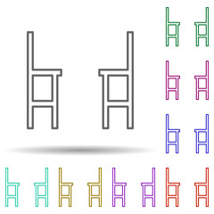 Poster - stool multi color style icon. Simple thin line, outline vector of furniture icons for ui and ux, website or mobile application