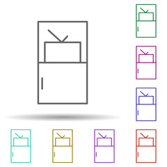 Poster - tv table multi color style icon. Simple thin line, outline vector of furniture icons for ui and ux, website or mobile application