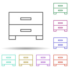 Poster - bedside table multi color style icon. Simple thin line, outline vector of furniture icons for ui and ux, website or mobile application