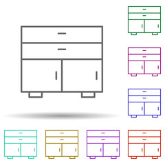 Poster - bedside table multi color style icon. Simple thin line, outline vector of furniture icons for ui and ux, website or mobile application