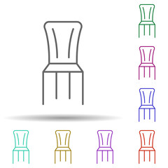 Poster - wood chair multi color style icon. Simple thin line, outline vector of furniture icons for ui and ux, website or mobile application