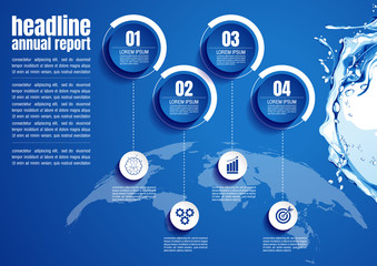 Wall Mural - water infographic business data, process chart design template for presentation. abstract timeline elements, vector illustration, EPS10.